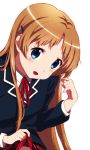  1girl alternate_hairstyle blonde_hair blue_eyes chuunibyou_demo_koi_ga_shitai! dekomori_sanae hair_down long_hair makinon_tm school_uniform 