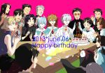  aida_kensuke akagi_ritsuko aoba_shigeru ayanami_rei bird birthday_cake blush cake candle clapping dessert everyone food fuyutsuki_kouzou happy_birthday highres horaki_hikari hosaka_dx hyuuga_makoto ibuki_maya ikari_gendou ikari_shinji kaji_ryouji katsuragi_misato nagisa_kaworu neon_genesis_evangelion penguin penpen souryuu_asuka_langley suzuhara_touji tears 