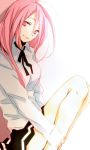  kuroko_no_basuke long_hair looking_at_viewer momoi_satsuki pink_eyes school_uniform sitting skirt smile solo tsukimori_usako 