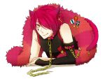  animal_ears baa_lamb badge boris_airay cat_ears catboy chain chains collar feather_boa gloves hair_over_one_eye heart_no_kuni_no_alice jewelry piercing pink_hair short_hair smile solo tail tattoo tongue yellow_eyes 