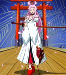  bare_shoulders fairy_tail ikaruga_(fairy_tail) japanese_clothes pink_hair platform_sandals sandals 