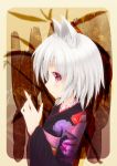  animal_ears cat_ears floral_print ghost_okada japanese_clothes kimono original red_eyes short_hair side solo white_hair 