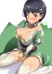  blush breasts cleavage cosplay green_eyes hair_ornament hairclip highres kirigaya_suguha leafa leafa_(cosplay) sword_art_online tashiromotoi 