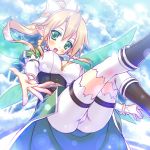  blonde_hair green_eyes leafa long_hair lowres pointy_ears solo sword_art_online wings 