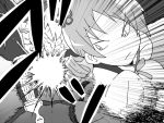  comic constricted_pupils drill_hair explosion gogiga_gagagigo gradient gradient_background magical_girl mahou_shoujo_madoka_magica monochrome skirt tomoe_mami walpurgisnacht_(madoka_magica) witch_(madoka_magica) 