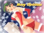  ass black_hair breasts christmas green_eyes hair_ornament hairclip kirigaya_suguha mizutani_rin snowflakes sword_art_online 