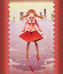  :d braid brown_hair city closed_eyes eyes_closed falling itein madotsuki open_mouth outstretched_arms pantyhose single_shoe skirt sky slippers smile solo star_(sky) starry_sky tears turtleneck twin_braids yume_nikki 