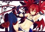  :3 armpits bat_wings belt boots choker demon_girl demon_tail disgaea earrings etna flat_chest gloves jewelry looking_at_viewer makai_penguin pointy_ears polearm prinny red_eyes red_hair redhead short_hair slit_pupils spear tail thigh-highs thigh_boots thighhighs twintails weapon wings 