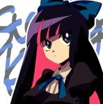 bangs blunt_bangs bow bust character_name endou_(hot_handle) hair_bow long_hair lowres multicolored_hair panty_&amp;_stocking_with_garterbelt puffy_sleeves solo stocking_(psg) two-tone_hair 