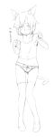  animal_ears copyright_request flat_chest majima_yuki monochrome short_hair simple_background sketch solo tail thigh-highs thighhighs translated translation_request white_background 