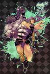  chakoiking checkered checkered_background claws cream_(stand) headband heart jojo_no_kimyou_na_bouken leotard long_hair purple_hair stand_(jojo) vanilla_ice white_hair 