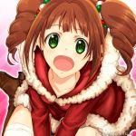  :o brown_hair dress drill_hair green_eyes idolmaster long_hair okurabaakaa open_mouth sitting solo takatsuki_yayoi twintails 