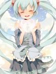  closed_eyes detached_sleeves eyes_closed green_hair hatsune_miku headset heart long_hair necktie skirt solo twintails umiko_(munemiu) very_long_hair vocaloid wings 