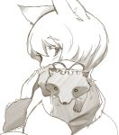  animal animal_ears animalization character_request fox_ears fox_tail hat hug monochrome raccoon shinobe short_hair sitting_on_shoulder tail tanuki touhou yakumo_ran yakumo_yukari 