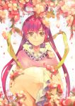  acelolo brown_eyes chinese_clothes flower hair_rings hair_stick long_hair looking_at_viewer magi_the_labyrinth_of_magic red_hair redhead ren_kougyoku smile solo white_background 