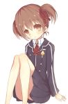  blazer blush brown_eyes brown_hair petalol ribbon school_uniform short_twintails silica sitting skirt solo sword_art_online twintails 