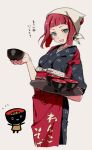  blush bowl green_eyes hana-kagume head_scarf japanese_clothes kimono red_hair redhead saki solo usuzawa_sae 