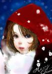  brown_hair christmas face hood lips nose original pon snow 