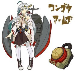  1girl adapted_costume ahoge alternate_costume belt detached_sleeves female hair_ribbon headgear kamen_rider kamen_rider_gaim_(series) kantai_collection kiyoshimo_(kantai_collection) kongou_(kantai_collection)_(cosplay) lock_seed long_hair nontraditional_miko pantyhose parody ribbon rider_belt sengoku_driver solo tagme translated twintails very_long_hair 