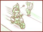  bisharp mienshao motor_vehicle musical_note no_humans pokemon pokemon_(creature) scooter sougetsu_(yosinoya35) speed_lines tail vehicle 