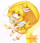  character_name cure_peace dress kise_yayoi long_hair mumyoudou ponytail precure smile smile_precure! solo v very_long_hair yellow_eyes 