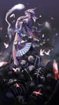  butterfly covering_mouth fan folding_fan frills hat highres hitodama japanese_clothes kzcjimmy pink_eyes pink_hair saigyouji_yuyuko skeleton solo touhou wide_sleeves 