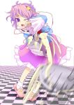  blush covering_face cream hairband heart ishikkoro komeiji_satori ladle long_sleeves purple_eyes purple_hair short_hair skirt slippers solo third_eye touhou violet_eyes wince 