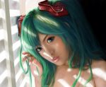  bust green_eyes green_hair hatsune_miku lemonpalette lips looking_at_viewer realistic solo vocaloid window 