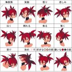 :p ^_^ choker closed_eyes disgaea etna etna_(artist) expressions eyes_closed fang highres pointy_ears red_eyes red_hair redhead short_hair smile tongue translated translation_request twintails white_background 