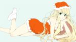  1girl aldnoah.zero amy26 asseylum_vers_allusia blonde_hair christmas green_eyes hat long_hair santa_costume santa_hat smile solo 