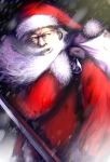  bag beard christmas copyright_request facial_hair fur hat naav no_pupils old_man original sack santa_claus santa_hat solo sword teeth weapon white_hair wind 