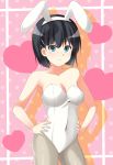  absurdres animal_ears black_hair blue_eyes bunny_ears bunnysuit dacchi hands_on_hips highres kirigaya_suguha pantyhose rabbit_ears short_hair solo sword_art_online 