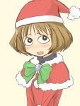  blush bob_cut brown_hair christmas embarrassed genshiken hat konno-san konno_kon open_mouth santa_hat short_hair solo 