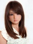  3d 3dcg breasts brown_eyes brown_hair hinemaru_(artist) long_hair necklace original profile simple_background 