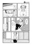  azuman bespectacled bow clothes_writing comic computer fujiwara_no_mokou glasses hair_bow long_hair monochrome pants ponytail suspenders touhou translation_request 