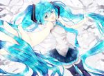  aqua_eyes aqua_hair foreshortening hatsune_miku long_hair modern_afro necktie open_mouth skirt solo thigh-highs thighhighs twintails very_long_hair vocaloid 