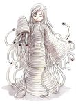  character_request closed_eyes copyright_request eyes_closed long_hair monster_girl no_legs smile solo tentacle tentacle_hair tentacles tokimura_shurei very_long_hair white_hair wide_sleeves 