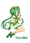  akimoto_komachi akizuki_(kondou_kyouhei) bike_shorts butterfly butterfly_hair_ornament character_name cure_mint derivative_work flower gloves green_eyes green_hair hair_flower hair_ornament highres long_hair magical_girl pink_rose precure puffy_sleeves rose shoes shorts_under_skirt skirt smile solo white_background yes!_precure_5 