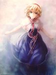  absurdres alice_margatroid blonde_hair blue_eyes boots capelet curly_hair dress hairband highres ikmg sash short_hair smile solo touhou 