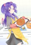  1girl absurdres apron ayamoto blue_hair clannad highres ichinose_kotomi long_hair oven_mitts pie twintails violet_eyes 
