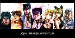  6+boys beanie birthmark black_hair blonde_hair blue_eyes blue_hair brown_hair chain chains column_lineup curly_hair double_bun fire gakuran giorno_giovanna glowing green_hair hat heart higashikata_jousuke highres horseshoe johnny_joestar jojo_no_kimyou_na_bouken jonathan_joestar joseph_joestar_(young) kuujou_jolyne kuujou_joutarou multicolored_hair multiple_boys peace_symbol pointing pompadour pompadourgreen_hair purple_hair room3 scarf school_uniform star steel_ball_run two-tone_hair two-toned_hair 