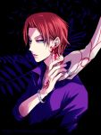  blood blood_on_face caster_(fate/zero) fate/zero fate_(series) highres jacket kinashi_runamu multiple_boys purple_eyes purple_jacket red_hair redhead uryuu_ryuunosuke violet_eyes 