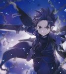  album_cover blue broken_chain chain chains coat cover gloves kirito kirito_(sao-alo) looking_at_viewer male official_art pointy_ears short_hair solo sword sword_art_online weapon wings 