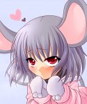 bad_id blush grey_hair highres maryquant mouse_ears nazrin red_eyes short_hair tail touhou