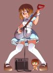  brown_eyes brown_hair from_below hagiwara_yukiho haiteku idolmaster maid nonowa shovel spoon thigh-highs thighhighs unconventional_guitar worktool wrist_cuffs zettai_ryouiki 