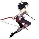  arrow bare_shoulders black_hair boots bow_(weapon) female final_fantasy final_fantasy_ii high_heels long_hair maria_(ff2) rika_(artist) solo 