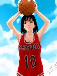  armpits basketball basketball_uniform black_hair short_hair sky slam_dunk sportswear tachibana_midori 