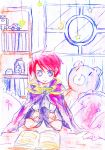  book cape child fumu_(guriguri) necktie red_hair redhead shorts smile stuffed_animal stuffed_toy teddy_bear umineko_no_naku_koro_ni ushiromiya_battler vest young 