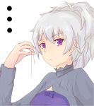  cool32 darker_than_black hands purple_eyes red_hair silver_hair solo string violet_eyes yin 