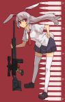  bunny_ears gun hand_on_hip ke-su long_hair psg-1 rabbit_ears red_eyes reisen_udongein_inaba rifle skirt sniper_rifle thigh-highs thighhighs touhou weapon white_legwear white_thighhighs 